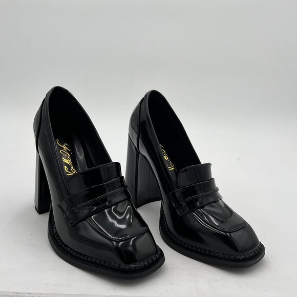 FOWT Shoes - FOWT Black Almond Toe Pumps Chunky High Heels Loafers Slip On Casual Party Shoes